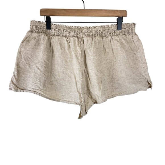 By Anthropologie Beige Pull On Linen Pucker Micro Shorts - Picture 6 of 6